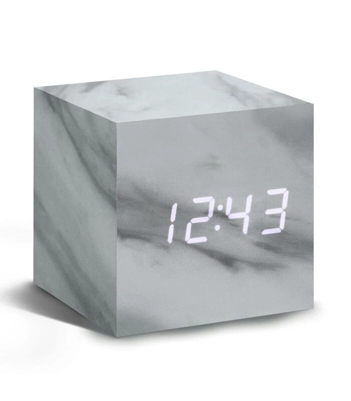 Cube Click Clock Wekker - Marmer/LED Wit 3 Cube Click Clock Wekker - Marmer/LED Wit