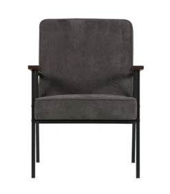 WOOOD Sally Fauteuil - Ribstof - Antraciet - 87x65x82