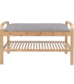 Leitmotiv Bank Arch - Bamboe Met Grijze Stof - 90x33x50cm 10 Leitmotiv Bank Arch - Bamboe Met Grijze Stof - 90x33x50cm -Thuis Accessoires Winkel 04e0243589cf4609a17a7650c514a876