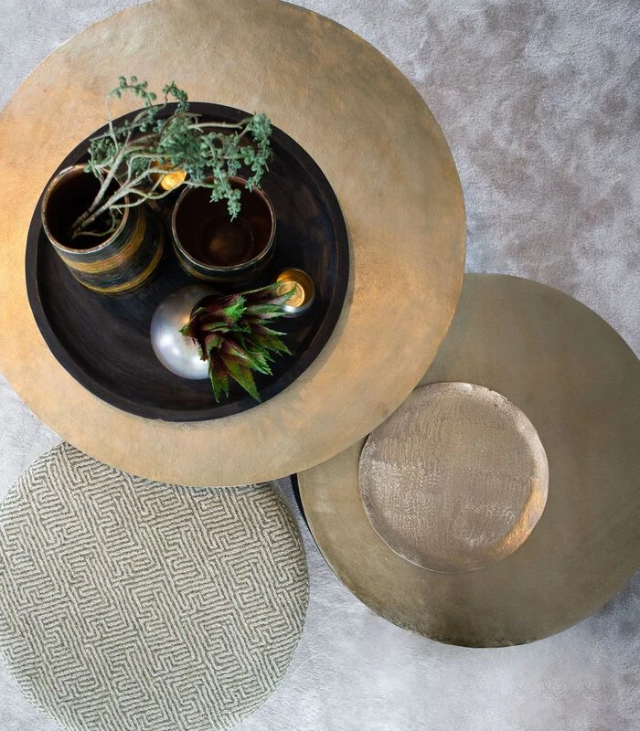 Tarifa (set Van 2) - Salontafel - Antique Bras 5 Tarifa (set Van 2) - Salontafel - Antique Bras - Afbeelding 3