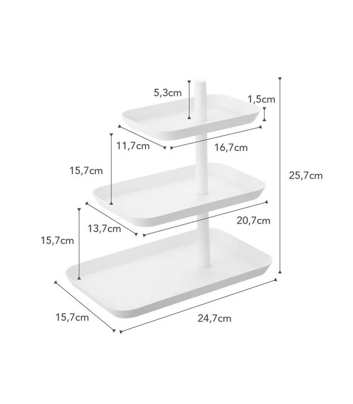 Yamazaki Serving Stand 3 Tiered - Tower - White 7 Yamazaki Serving Stand 3 Tiered - Tower - White - Afbeelding 5
