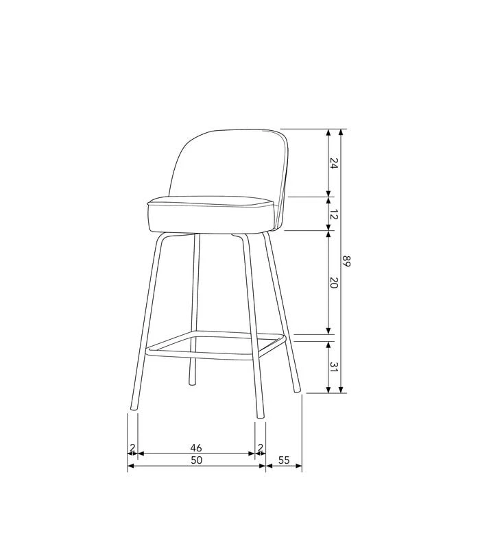 BePureHome Vogue Barstoel - Fluweel - Honing Geel - 89x50x55 4 BePureHome Vogue Barstoel - Fluweel - Honing Geel - 89x50x55 - Afbeelding 2