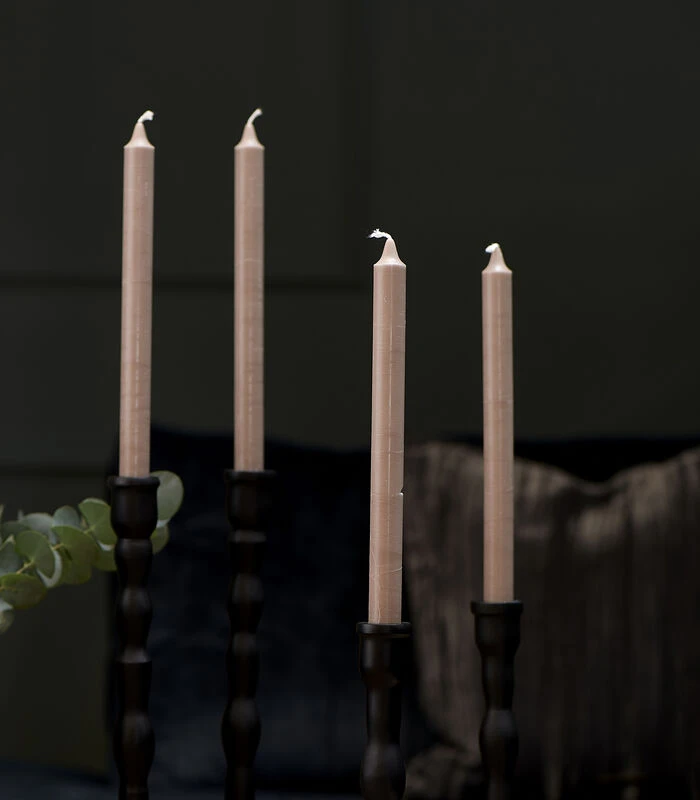 Lange Kaarsen - Dinner Candles ECO Flax 4pcs - Grijs/Beige - Set Van 2 X 4 Stuks 4 Lange Kaarsen - Dinner Candles ECO Flax 4pcs - Grijs/Beige - Set Van 2 X 4 Stuks - Afbeelding 2