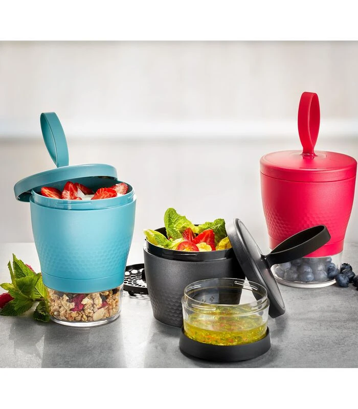 GEFU Snackbox FOODIE, 570 Ml En 185 Ml, Framboosrood 4 GEFU Snackbox FOODIE, 570 Ml En 185 Ml, Framboosrood - Afbeelding 2