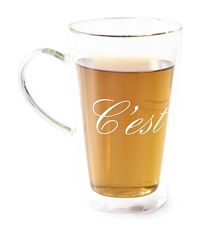 Dubbelwandige Glazen - C'est Chaud Mug XL - 370ML - Set Van 4 Stuks 3 Dubbelwandige Glazen - C'est Chaud Mug XL - 370ML - Set Van 4 Stuks