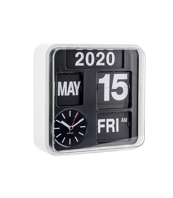 Karlsson Wandklok Mini Flip - Wit/Zwart - 24x24x10cm 3 Karlsson Wandklok Mini Flip - Wit/Zwart - 24x24x10cm