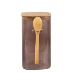 PRESENT TIME Voorraadpot Square - Bruin - 10x12x19 Cm