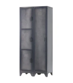 WOOOD Cas Lockerkast 3-Deurs - Metaal - Zwart - 180x38x45,5 -Thuis Accessoires Winkel 1eaa039078a64310a5900019a792f33f