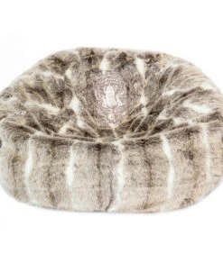 XL-poef In Bruine Imitatiebont Geborduurd