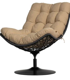 Draaifauteuil Buiten Vive - Rattan - Zand/Zwart - 37x63x46