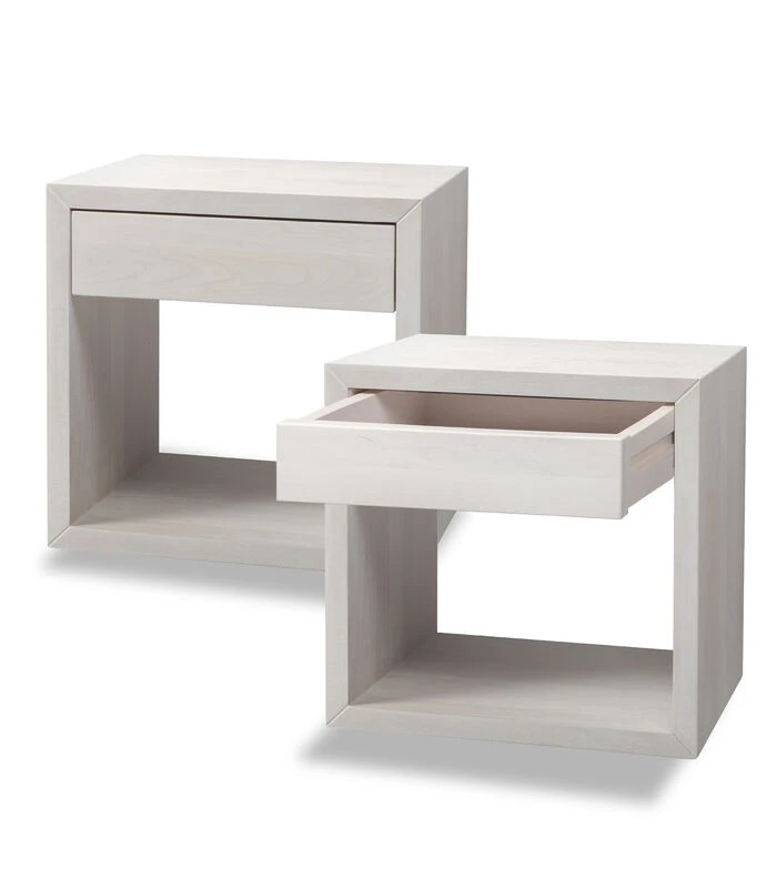 2 X Zwevend Nachtkastje HUGO Met Lade In Berkenhout 3 2 X Zwevend Nachtkastje HUGO Met Lade In Berkenhout