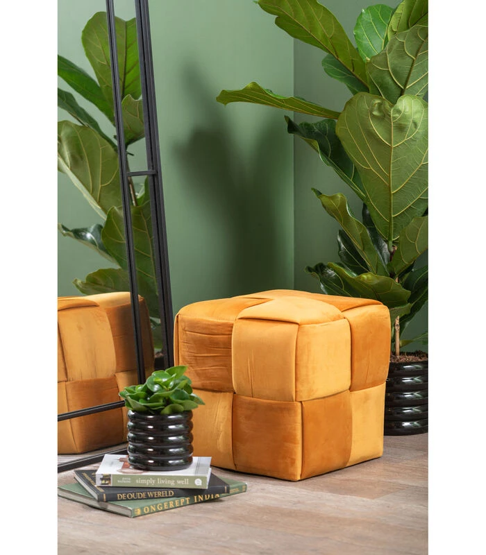 Leitmotiv Poef Weaved - Okergeel - 39x39x38cm 4 Leitmotiv Poef Weaved - Okergeel - 39x39x38cm - Afbeelding 2