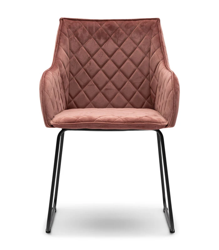 Eetkamerstoel Met Armleuning - Isco Drive Dining Armchair - Velvet - Roze 3 Eetkamerstoel Met Armleuning - Isco Drive Dining Armchair - Velvet - Roze