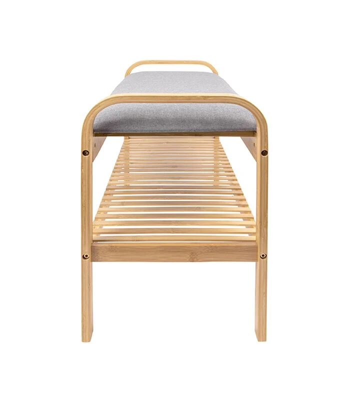 Leitmotiv Bank Arch - Bamboe Met Grijze Stof - 90x33x50cm 7 Leitmotiv Bank Arch - Bamboe Met Grijze Stof - 90x33x50cm - Afbeelding 5