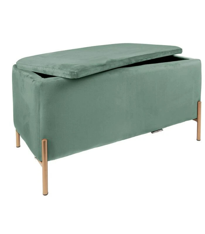 Leitmotiv Bank Snog XL - Velvet Jade Groen, Goud Geverfde Poten - 90x45x45cm 3 Leitmotiv Bank Snog XL - Velvet Jade Groen, Goud Geverfde Poten - 90x45x45cm