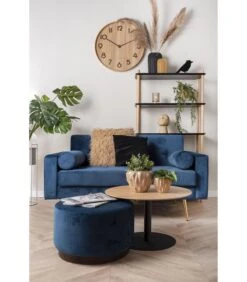 Leitmotiv Poef W. Wood Rim - Velvet Jeans Blauw - Large - 50x30cm -Thuis Accessoires Winkel 3bf3e124901d468daf789bfea0d8f469