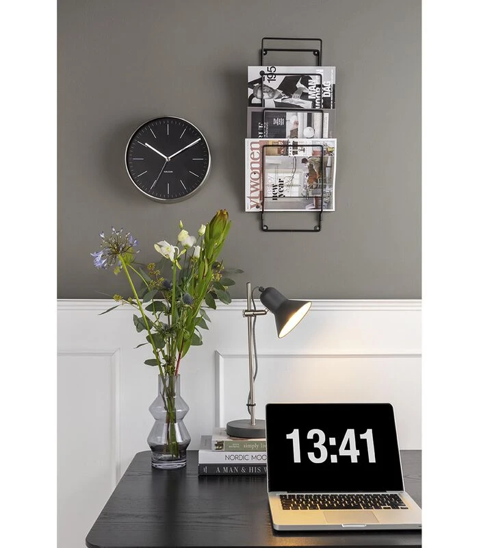 Karlsson Wandklok Minimal - Zwart, Nikkel Behuizing - Ø27,5cm 4 Karlsson Wandklok Minimal - Zwart, Nikkel Behuizing - Ø27,5cm - Afbeelding 2