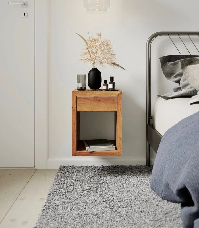 Zwevend Nachtkastje HUGO In Eikenhout 4 Zwevend Nachtkastje HUGO In Eikenhout - Afbeelding 2