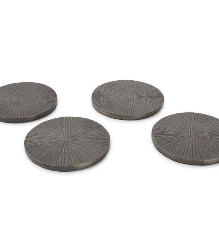 Glasonderzetter 10cm Geribbeld Zwart Charm - Set/4 5 Glasonderzetter 10cm Geribbeld Zwart Charm - Set/4 - Afbeelding 3