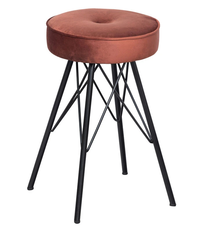 WOOOD Bella Kruk - Velvet - Brick Red - 53x33x33 3 WOOOD Bella Kruk - Velvet - Brick Red - 53x33x33