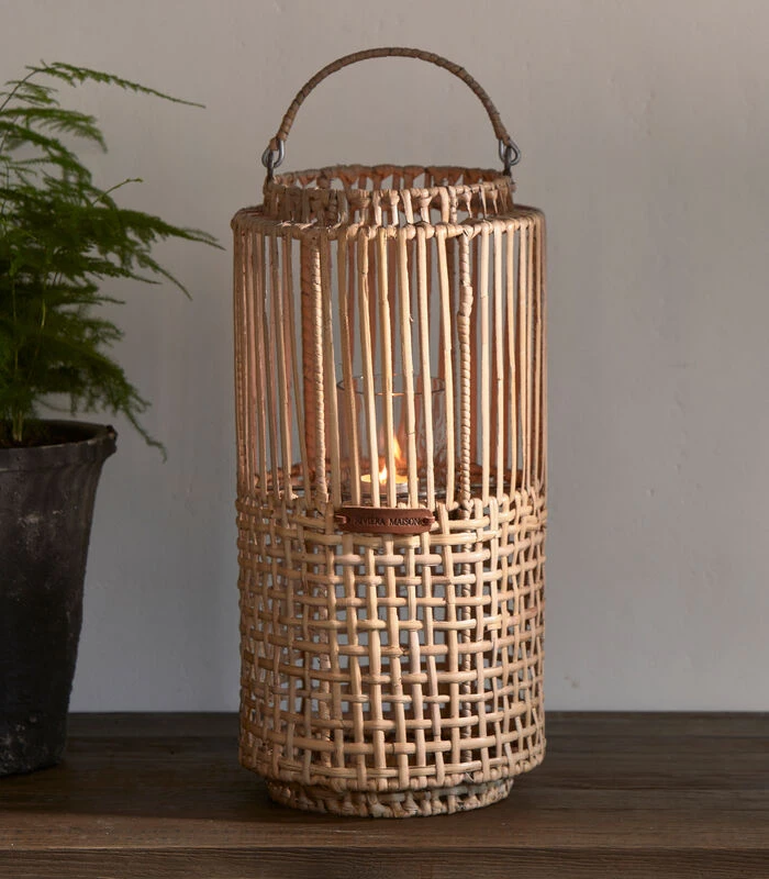 Lantaarn, Windlicht, Kaarsenhouder - Webbing - Bruin 4 Lantaarn, Windlicht, Kaarsenhouder - Webbing - Bruin - Afbeelding 2