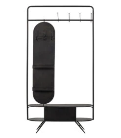 WOOOD Rink Kapstok Met Spiegel - Metaal - Zwart - 188x99x34 -Thuis Accessoires Winkel 503ec1663a224e1ba077023126886d14