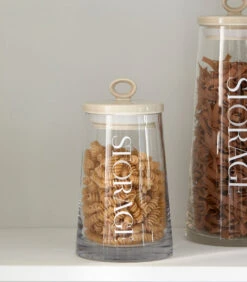 Voorraadpot Glas Met Beige Deksel - Loft - Transparant - Maat S -Thuis Accessoires Winkel 542b24949f9e49dc97d16939b4a2d015