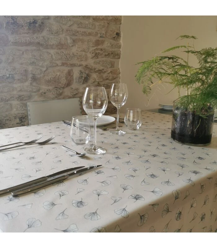 Ginkgo Zand Gecoat Tafelkleed 3 Ginkgo Zand Gecoat Tafelkleed