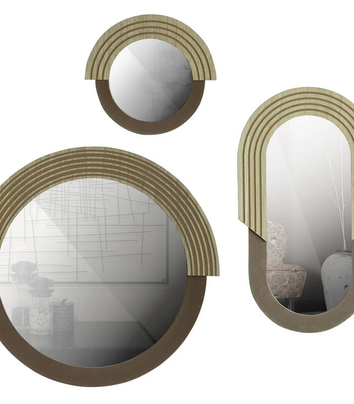 Spiegel Hailey - MDF - Naturel - Set Van 2 5 Spiegel Hailey - MDF - Naturel - Set Van 2 - Afbeelding 3