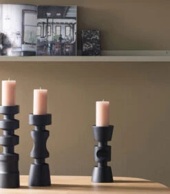 Midi Kandelaar - Mangohout - Zwart - 41x11x11 -Thuis Accessoires Winkel 5bf4cf57a9c64a688e2e6f6d85c21adb