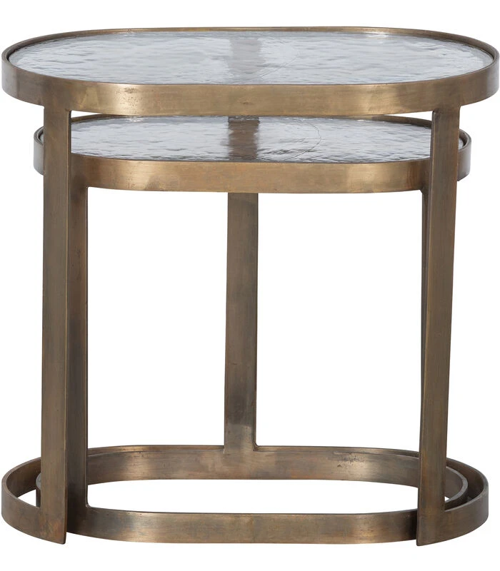 BePureHome Clean Bijzettafels - Metaal/Glas - Brass - Set Van 2 6 BePureHome Clean Bijzettafels - Metaal/Glas - Brass - Set Van 2 - Afbeelding 4