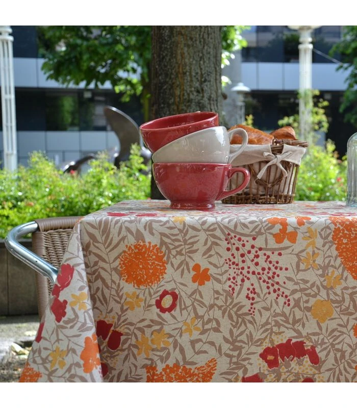 Gecoat Tafelkleed Mimosa Rode Linnen Ondergrond 3 Gecoat Tafelkleed Mimosa Rode Linnen Ondergrond