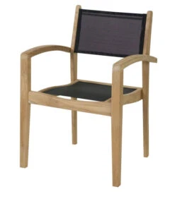 Tuinstoel Buiten Caldo - Teak - Naturel/Zwart - Set Van 4