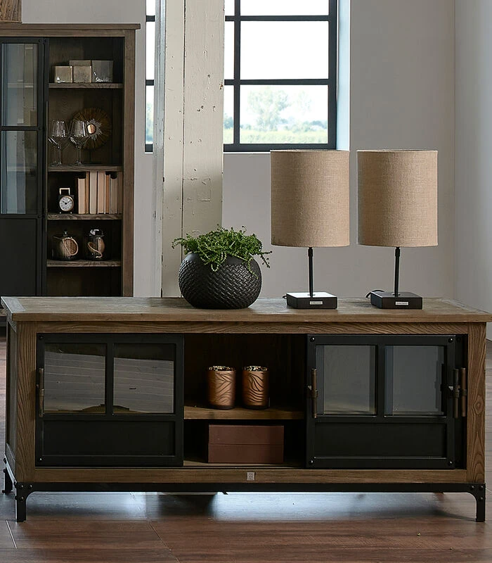 TV Kast Meubel - The Hoxton Flatscreen Dresser - Zwart 4 TV Kast Meubel - The Hoxton Flatscreen Dresser - Zwart - Afbeelding 2