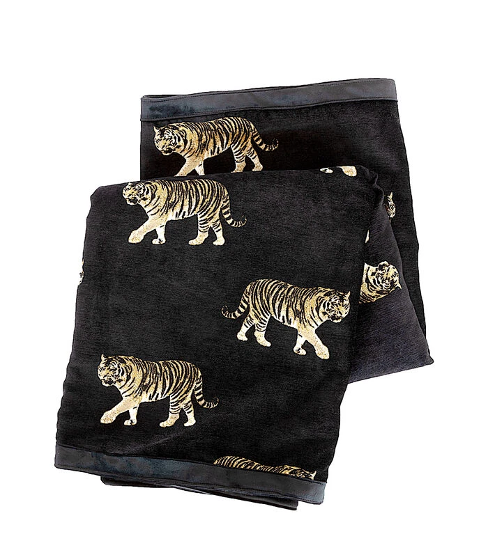 Plaid Met Goud Geborduurde Tijgers 3 Plaid Met Goud Geborduurde Tijgers