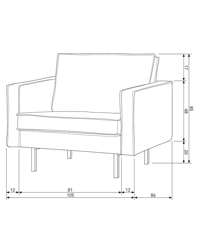 BePureHome Fauteuil Rodeo - Velvet - Khaki - 85x105x86 6 BePureHome Fauteuil Rodeo - Velvet - Khaki - 85x105x86 - Afbeelding 4