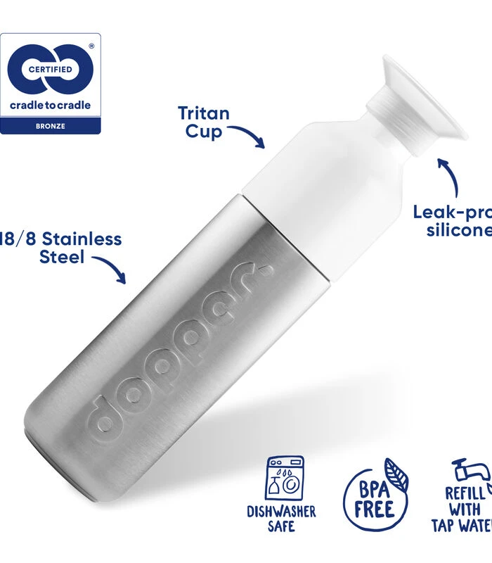 Dopper Roestvrijstalen Drinkfles Steel 490ml 6 Dopper Roestvrijstalen Drinkfles Steel 490ml - Afbeelding 4