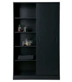 WOOOD Move Schuifdeurkast - Grenen - Zwart - 200x120x42 -Thuis Accessoires Winkel 73e0e5e0c5a7409fb692dfd46d231987