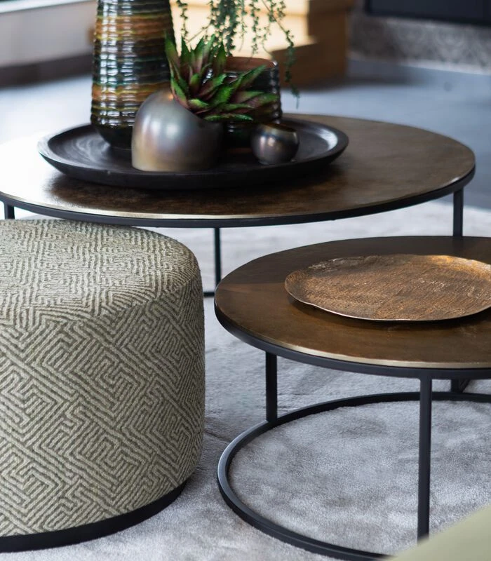 Tarifa (set Van 2) - Salontafel - Antique Bras 3 Tarifa (set Van 2) - Salontafel - Antique Bras