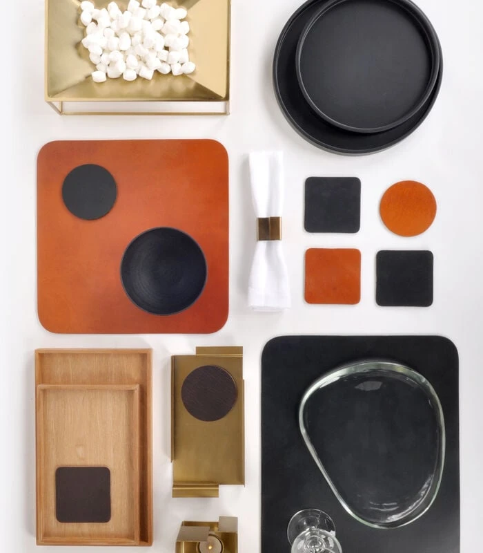 ELLIS Onderzetter Vierkant Donker Bruin 4 ELLIS Onderzetter Vierkant Donker Bruin - Afbeelding 2