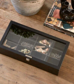 Theedoos Glazen Deksel, 12 Vakken - Soho - Zwart -Thuis Accessoires Winkel 7aa147c9b6534ab5a71e5ff703a79441