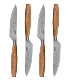 Steakmessenset Oslo+ - 4 Stuks - Multifunctioneel - Non-stick - Eikenhout