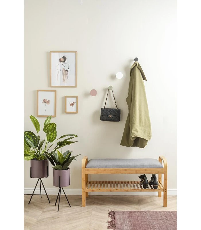 Leitmotiv Bank Arch - Bamboe Met Grijze Stof - 90x33x50cm 5 Leitmotiv Bank Arch - Bamboe Met Grijze Stof - 90x33x50cm - Afbeelding 3