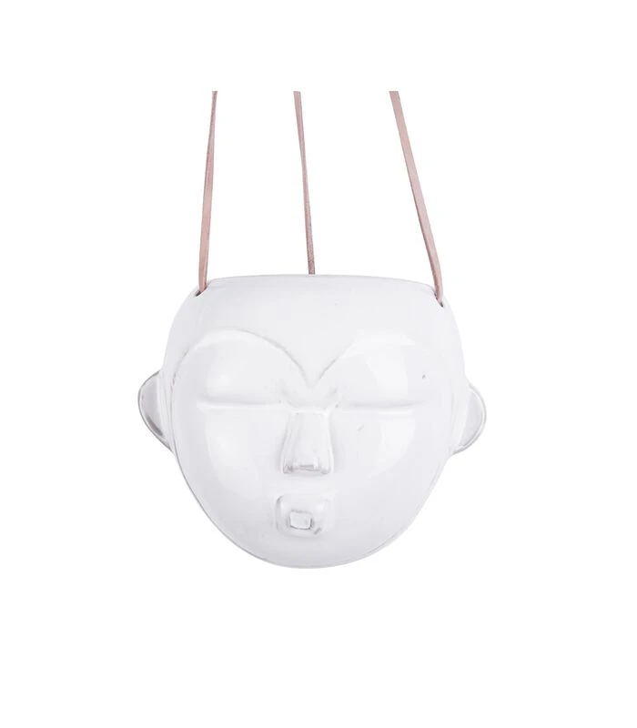 PRESENT TIME Hangende Plantenpot Mask - Glazuur Wit - Rond - 12x18,4x15,2cm 3 PRESENT TIME Hangende Plantenpot Mask - Glazuur Wit - Rond - 12x18,4x15,2cm