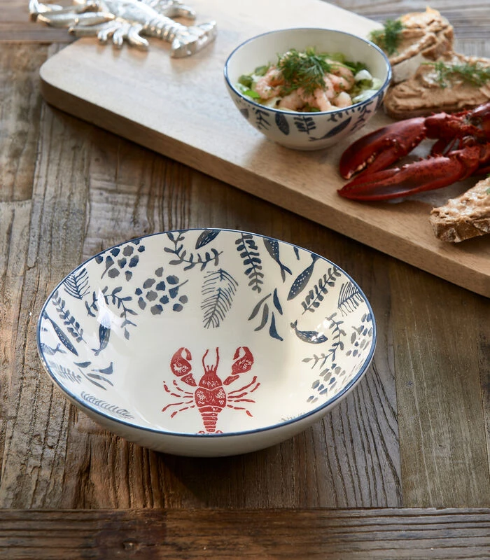 Serveerschaal Keramiek Met Vissen En Kreeft - First Catch - Blauw 4 Serveerschaal Keramiek Met Vissen En Kreeft - First Catch - Blauw - Afbeelding 2