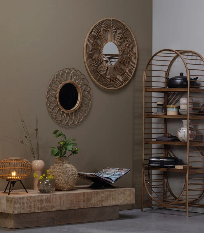 Flores Spiegel Rond - Bamboe - Naturel - 59x59x2 4 Flores Spiegel Rond - Bamboe - Naturel - 59x59x2 - Afbeelding 2