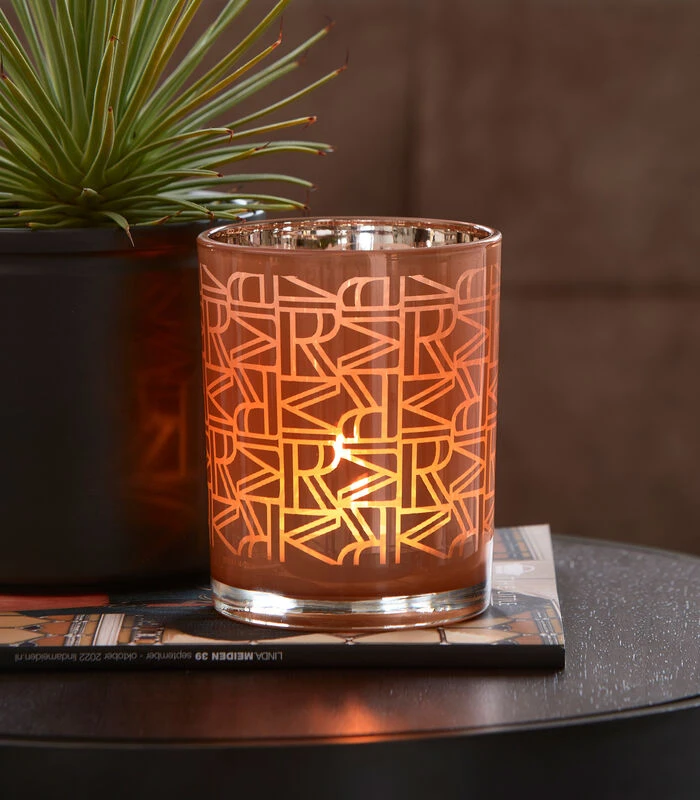 Waxinelichthouder Glas, Theelichthouder Patroon - Carnelian - Oranje 4 Waxinelichthouder Glas, Theelichthouder Patroon - Carnelian - Oranje - Afbeelding 2