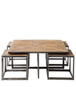 Salontafel Industrieel - Le Bar American Table - Set Van 5 Stuks - Grijs