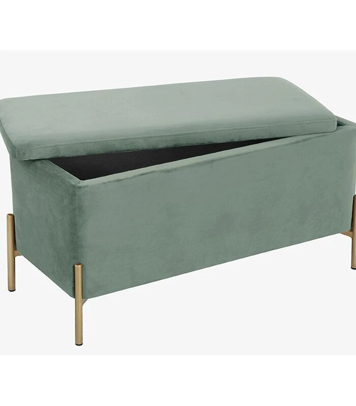 Leitmotiv Bank Snog XL - Velvet Jade Groen, Goud Geverfde Poten - 90x45x45cm 4 Leitmotiv Bank Snog XL - Velvet Jade Groen, Goud Geverfde Poten - 90x45x45cm - Afbeelding 2