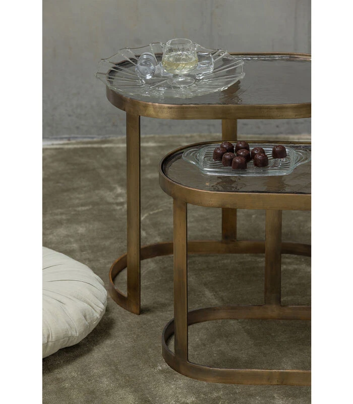 BePureHome Clean Bijzettafels - Metaal/Glas - Brass - Set Van 2 5 BePureHome Clean Bijzettafels - Metaal/Glas - Brass - Set Van 2 - Afbeelding 3